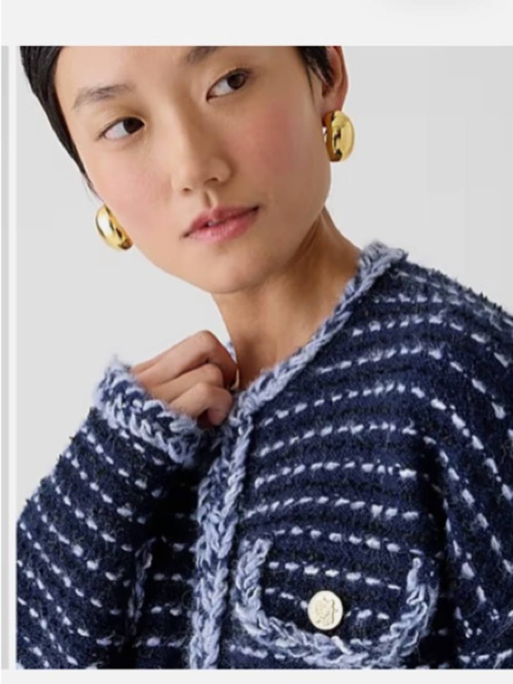 J. Crew Cropped Lady Jacket in Navy Marled Yarn Size S - Picture 4 of 16